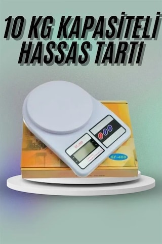 Mutfak Tartısı Dijital Göstergeli Hassas Tartı 10 Kg Kapasiteli Reknli
