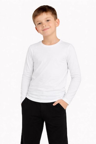 Wear Vexel Erkek Çocuk Basic Uzun Kollu Tişört Okul Günlük Rahat T-shirt - Beyaz Çok Renkli