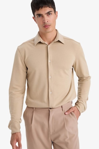 Defacto Modern Fit Polo Yaka Pike Uzun Kollu Gömlek F0330ax25aubg359 Bej-bg359