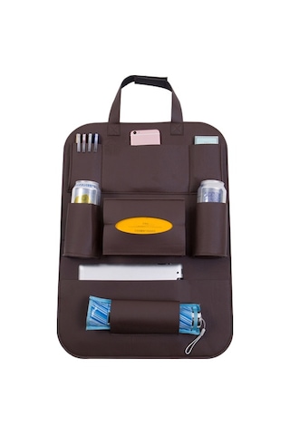 Pu Deri Araba Koltuğu Arkası Düzenleyici Arka Koltuk Saklama Kutusu Kahve