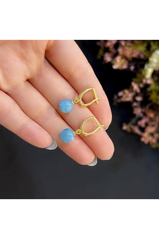 Stela Akuamarin Gümüş Küpe Sarı