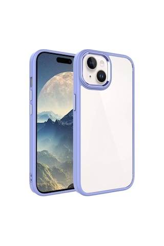 Apple Uyumlu iPhone 15 Kılıf Zore Krom Kapak Lila