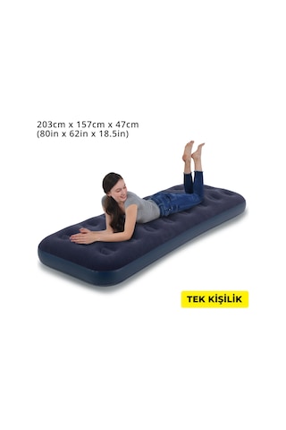 Terravita Tek Kişilik Şişme Yatak + Pompa 191 x 73 x 22 CM 100 KG Taşıma Kapasiteli 24040 Lacivert