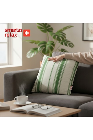 Smarto Relax Içi Dolgulu Kırlent 45x45 Cm Kare Salon & Berjer Kırlenti - Smr-kır-019 Beyaz - Yeşil