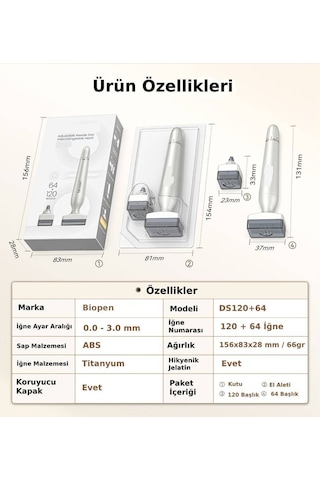 140 Titanyum İğneli Ayarlanabilir İğne Ölçülü 0.25-3.0mm Dermas