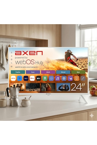 Axen AX24LEDI262C-B HD 24" 60 Ekran Beyaz Uydu Alıcılı webOS Smart LED TV