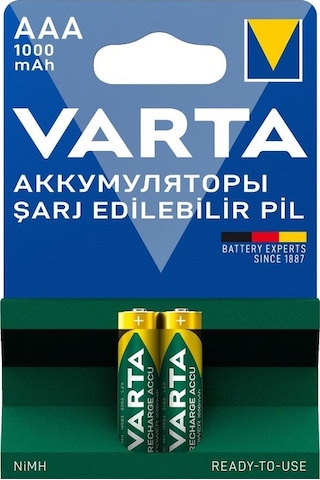 Varta Ni-Mh 1.2V 1000 Mah Hr03 Aaa Sarjli İnce Kalem Pil 2'li Varta Ni-Mh 1.2V 1000 Mah Hr03 Aaa Sarjli İnce Kalem Pil 2'li