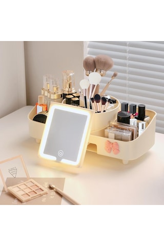 Aydınlatmalı Aynalı Döndürülebilir Makyaj Düzenleyici Krem