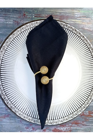 12'li Gold Halkalı Simli Gold Boncuklu Peçete Yüzüğü