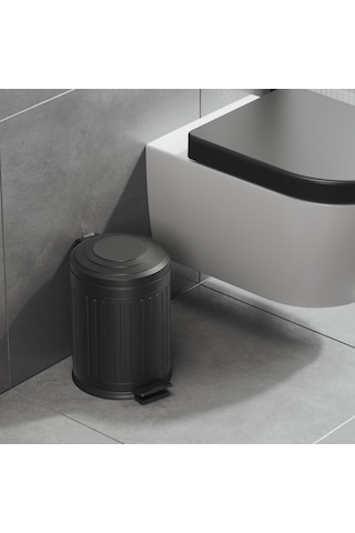 Aqua Bagno Midas Çöp Kovası -pedallı 5 Lt. , Mat Siyah Siyah