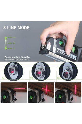 Moveevo Manyetikli Enstrüman: 8ft Lazer Seviye Çizgici - Dikey/yatay Işık, Metrik Ve Standart Ölçü, Duvar Dekorasyonu İçin Doğru Hizalama