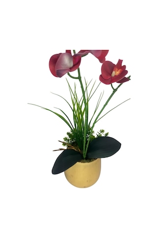 Yapay Çiçek Islak Orkide Gold Metal Saksıda Saksıda Orkide 50cm