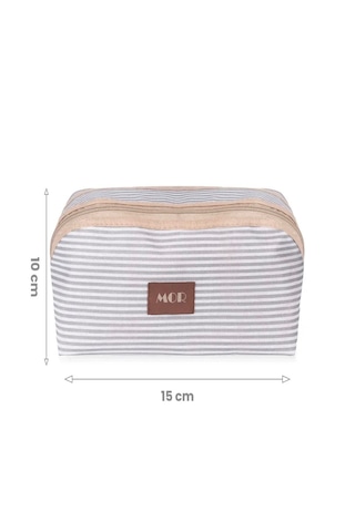 Lüx Çok Amaçlı Tutma Kollu Makyaj Çantası Geniş Bölmeli Seyahat Tipi Kozmetik Organizeri Beyaz