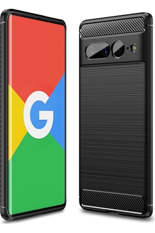 Google Pixel 7 Pro Brushed Carbonfiber Silikon Kılıf-Siyah Al3332