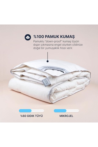 Silver 60 Downmix Yorgan %60 Gıdık Tüyü & Elyaf Karışımı, 195x215 Cm Çift Kişilik - Dengeli Isı Ve Konfor, Dört Mevsim Kullanım Çok Renkli
