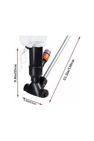Padalink Siyah Taşınabilir Su Altı Süpürgesi, Toprak Üstü Havuz, Spalon, Fonten Ve Jakuzi İçin Yaprak Emici Ve 5 Bölümlü Gövde İle