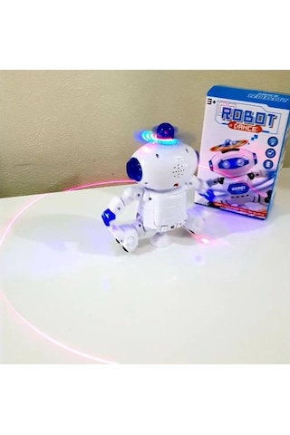 Oyuncak Pilli Robot.ışıklı. Sesli. Hareketli Lazer Işıklı Robot.