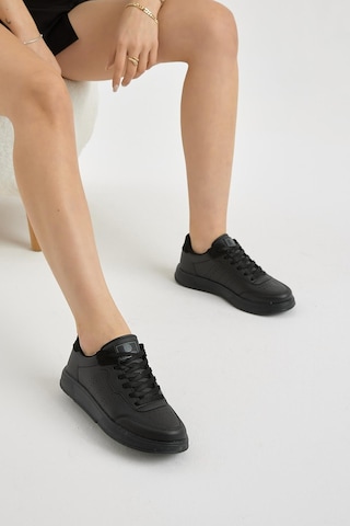 Tonny Black Hafif Faylon Taban Bağcıklı Unisex Siyah Günlük Spor Ayakkabı Tbprf015 Siyah