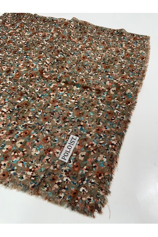 Poloist Desenli Flamalı Keten Eşarp- 05653 Kahverengi