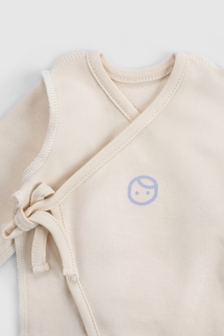 Ters Dikişli Organik Pamuk Ekru Prematüre Kruvaze Patikli Tulum Ekru