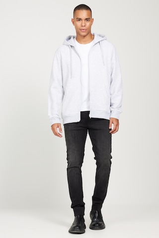 AC&Co / Altınyıldız Classics Erkek Kar Melanj Standart Fit Normal Kesim Kapüşonlu Fermuarlı Sweatshirt Kar Beyaz