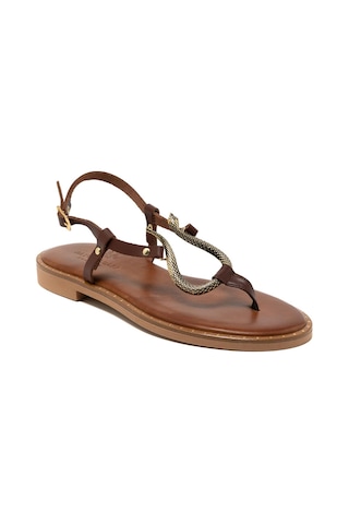 148 Brown Sandalet Kadın 22082 Myconian 2025 Greek Sandal Kahverengi