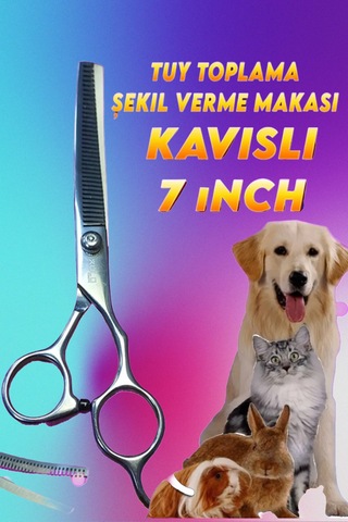 Pet Shop Makası 7 İnç Kavisli Ara Makas Ergonomik Tasarım Kolay Ş