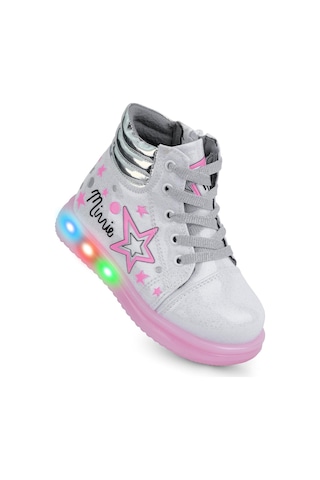 Kaptan Junior Kız Çocuk Botu Işıklı Kaymaz Taban Ortopedik Bgmk 59210 Beyaz