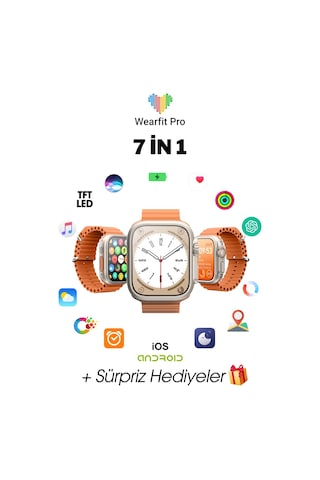 Wearfitpro Wearfit 7in1 Akıllı Kol Saati Smart Watch 7 Kordonlu Model:inç 49mm Tft Ekran Gri