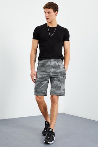 Tommylife Tommy Life Gri Melanj Kamuflaj Desenli Standart Kalıp Erkek Şort - 81157 GRI MELANJ