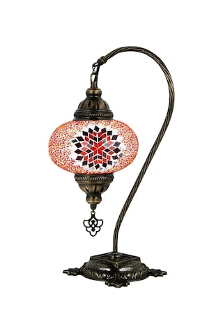 Dekoratif Yeni Ev Hediyesi Mozaik Lamba Abajur Otantik Gece Lambası Kırmızı