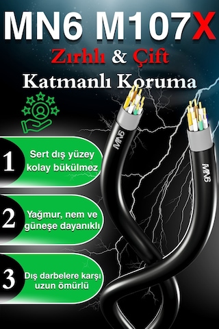 MN6 M107X 50 Metre Ethernet kablo/UTP 0.57mm Cat6 Iki Kat Korumalı/iç Dış Mekan/50 Metre Cat6 Kablo