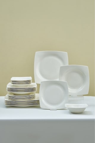 Karaca  Square Bone Mensa 24 Parça 6 Kişilik Yemek Takımı Beyaz