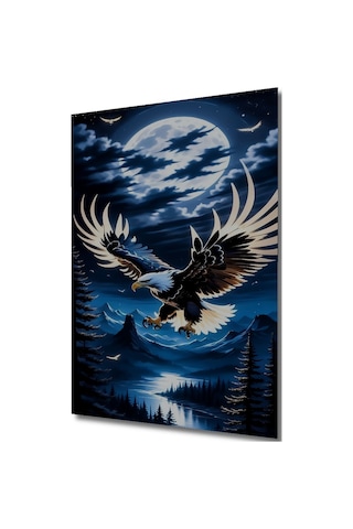 Kartalın Gece Yarısı Pençesi Yağlı Boya Görünümlü Dekoratif Ahşap Tablo Uynkfrk68631