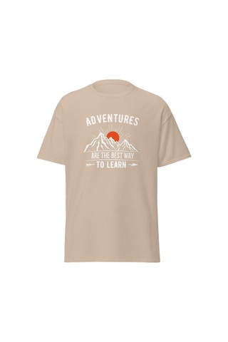 Wildstyle Adventures Are The Best Way To Learn Baskılı Kamp Doğa Unisex Pamuklu Tişört Camel