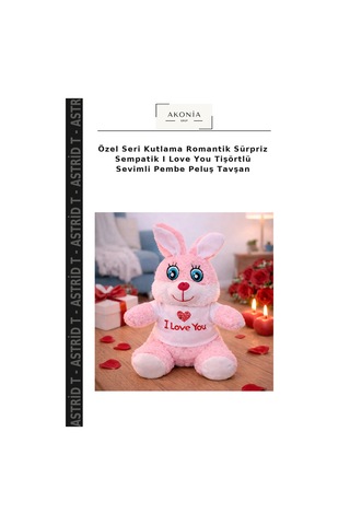 Özel Seri Kutlama Romantik Sürpriz Sempatik I Love You Tişörtlü Sevimli Pembe Peluş Tavşan Çok Renkli
