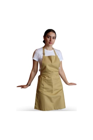 Büro Ev Ofis Mutfağı İçin Bej Kafe Stil Cepli Boyundan Ayarlı Servis Önlüğü Diğer