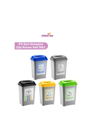 50 Litre Sıfır Atık Geri Dönüşüm Seti (5'li Takım)