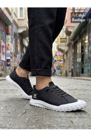 Ba0248 Boa Siyah Beyaz Taban Esnek Bağcıklı Ultra Hafif Nefes Alan Sneaker Ayakkabı