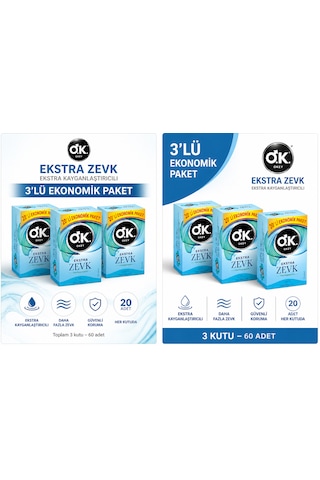 Okey Ekstra Zevk 20 Extra Kayganlaştırıcılı Prezervatif 20 Li 3 Kutu 60 Adet