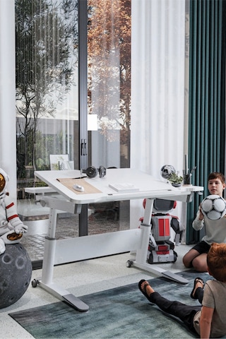Sirius Simple Yükseklik Ve Eğim Ayarlı, Bilgisayar Ve Ofis Masası, Modern Beyaz Çalışma Masası Gri Gri