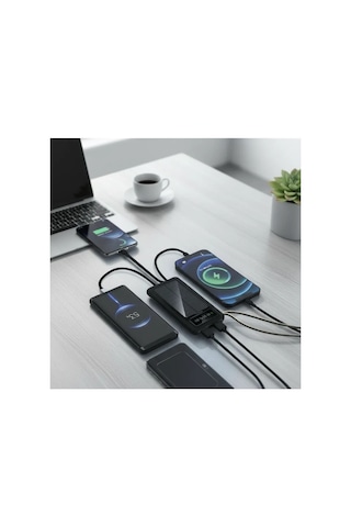 10000mah Güneş Enerjili Taşınabilir Şarj Cihazı - Çift Led Fenerli, Lcd, 2 Usb-c Powerbank Çok Renkli