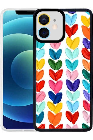 Apple Uyumlu iPhone 12 Pro Kılıf Zore M-fit Desenli Kapak Heart No6
