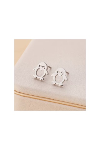 Elegant 18k Altın Kaplama / Gümüş Renk Penguen Figürlü Paslanmaz Çelik Küpe