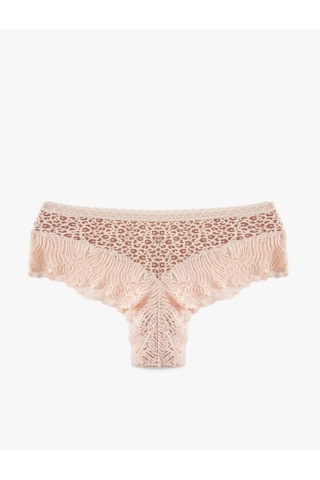 Koton Pamuklu Dantel Detaylı Leopar Desenli Brazilian Kadın Külot Pembe Desenli 5slk30039mk Pembe Desenli Pembe