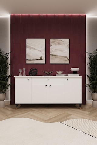 Asra Trend Lüks Konsol Tv Ünitesi %100 Mdf Salon Ve Yemek Odası Ünitesi Knsl03 Beyaz