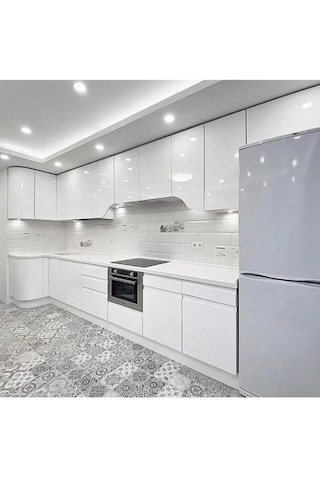 Parlak Beyaz 100x100cm Yapışkanlı Folyo Mutfak Dolap Ve Mobilya Kaplama Folyosu