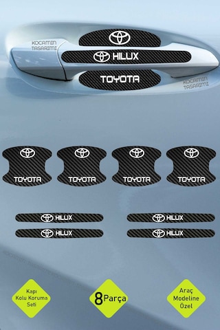 Karbon Desenli Toyota Hilux Kapı İçi Kolları Çizilmelere Karşı Koruma Folyo Seti - Şık Dekoratif Tasarım
