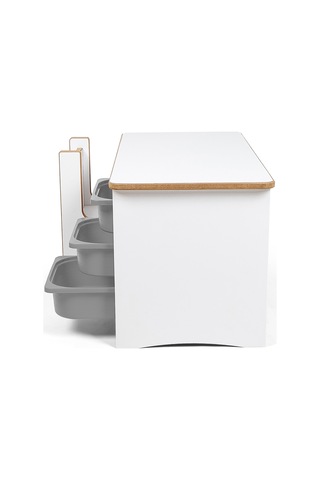 Industrial Living 3 Çekmeceli Çocuk Etkinlik Masası - Beyaz Mdf - Beyaz - Gri