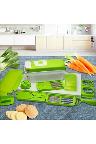 Moveevo Mutfak Multifonksiyon 13'lü Gıda Dilimleyici - Sebze Meyve Soyucu, Kıyma, Küp, Dilim Ve Izgara Aleti Seti Diğer